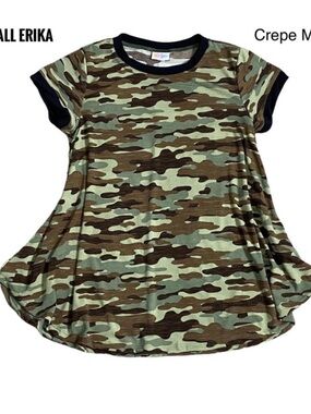 LuLaRoe Short Sleeve Camo Tee in Green, Brown and Black